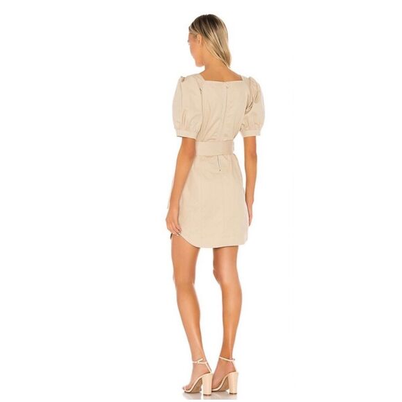 Elliatt x REVOLVE Vanessa Dress Sand sz S, Puff Sleeve, Quiet Luxury Mini - Picture 8 of 13